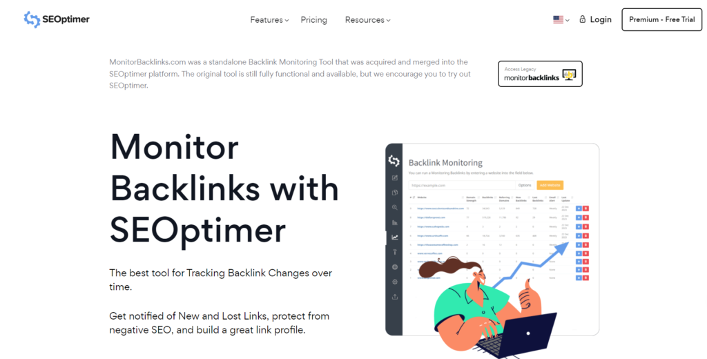 SEOptimer backlink monitoring tool