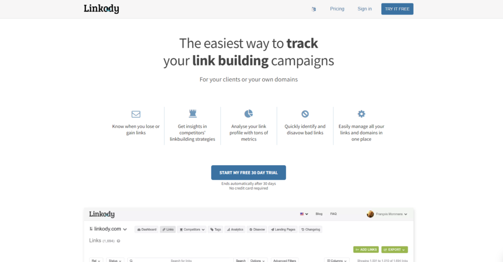 Linkody backlink monitoring tool