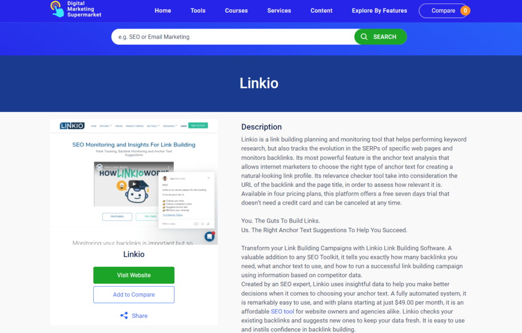 Linkio backlink monitoring tool 